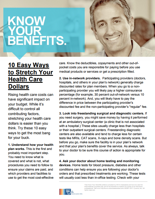 10 Easy Ways to Stretch Your Healthcare Dollars Whitepaper