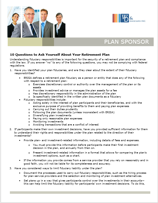 10 questions to employer based retirement plans