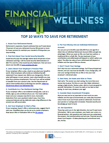 top 10 ways to save for retirement