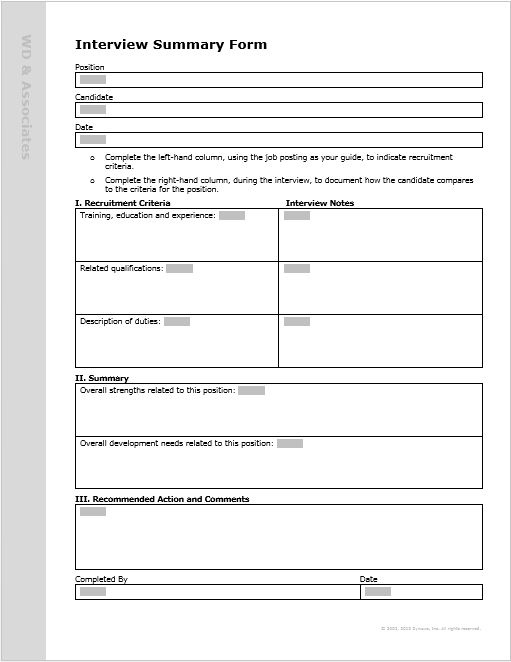 interview summary form
