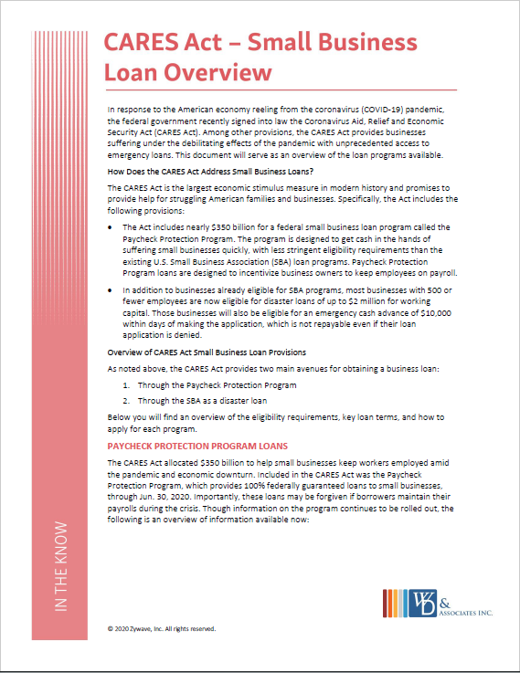 Cares act Small Business loan overview