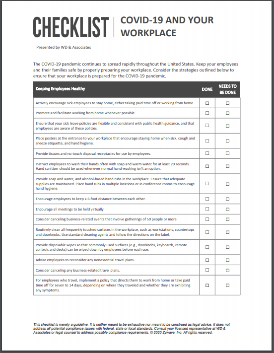 Coronavirus checklist