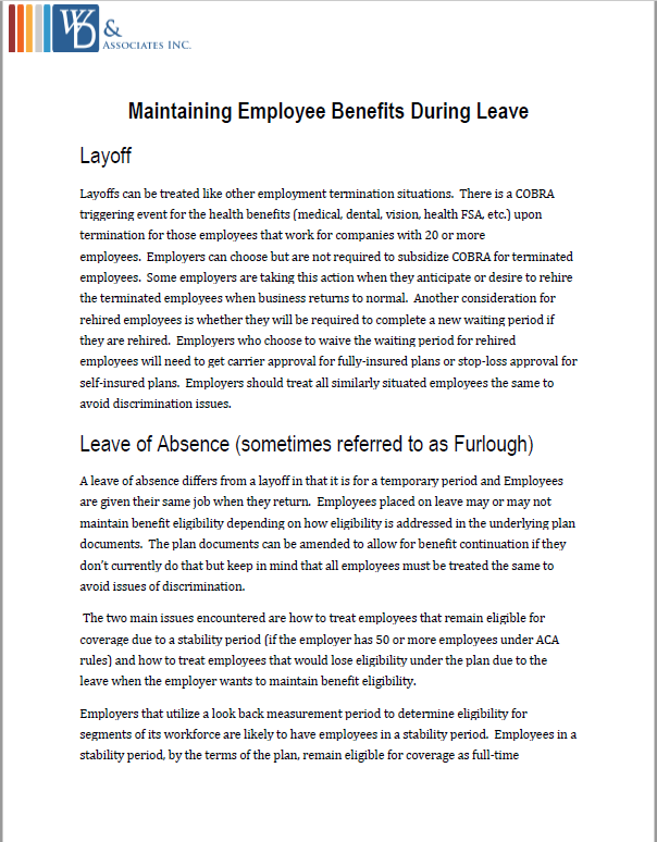 Maintaining Benefits During Leave