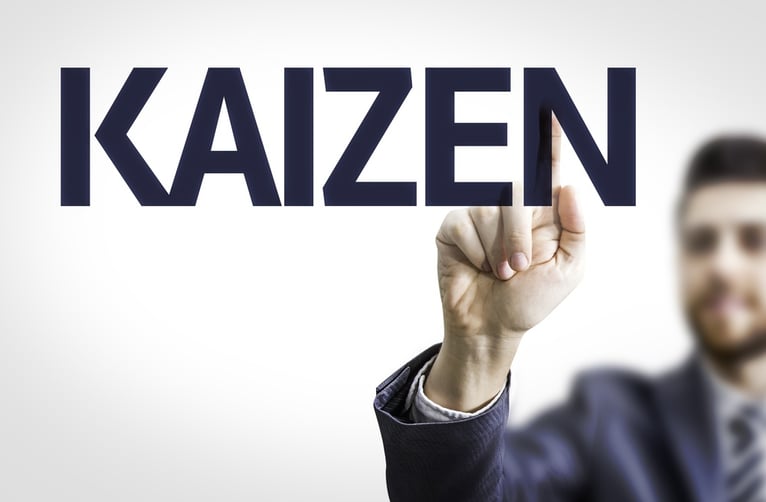Business man pointing to transparent board with text Kaizen.jpeg