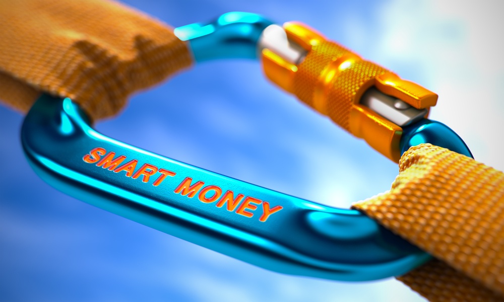 Smart Money on Blue Carabine with a Orange Ropes. Selective Focus. 3d..jpeg