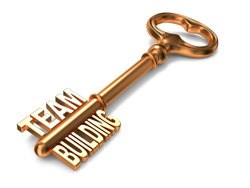 Team Bulding - Golden Key on White Background. 3D Render. Business Concept..jpeg