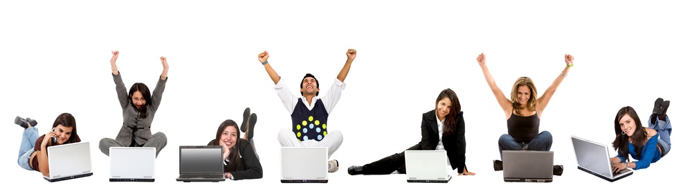 casual successful people on laptop computers isolated.jpeg